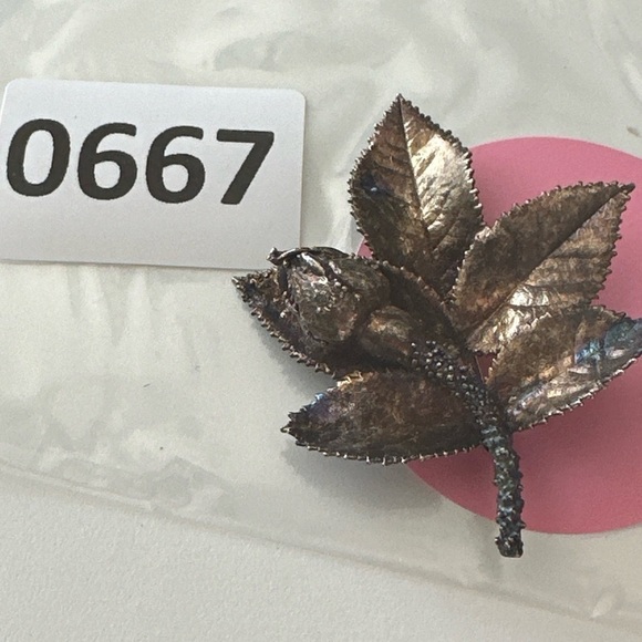 Sterling silver Brooch Flora Danica Denmark Acorn Leaves By Eggert vintage 0667 - Picture 9 of 12